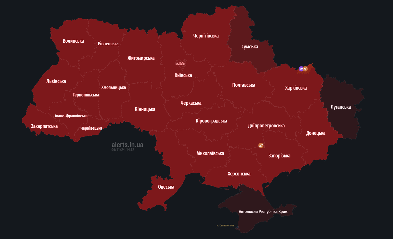 В Україні масштабна тривога, попереджають про зліт МіГ-31К (відбій)